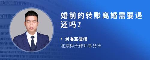 婚前的转账离婚需要退还吗?